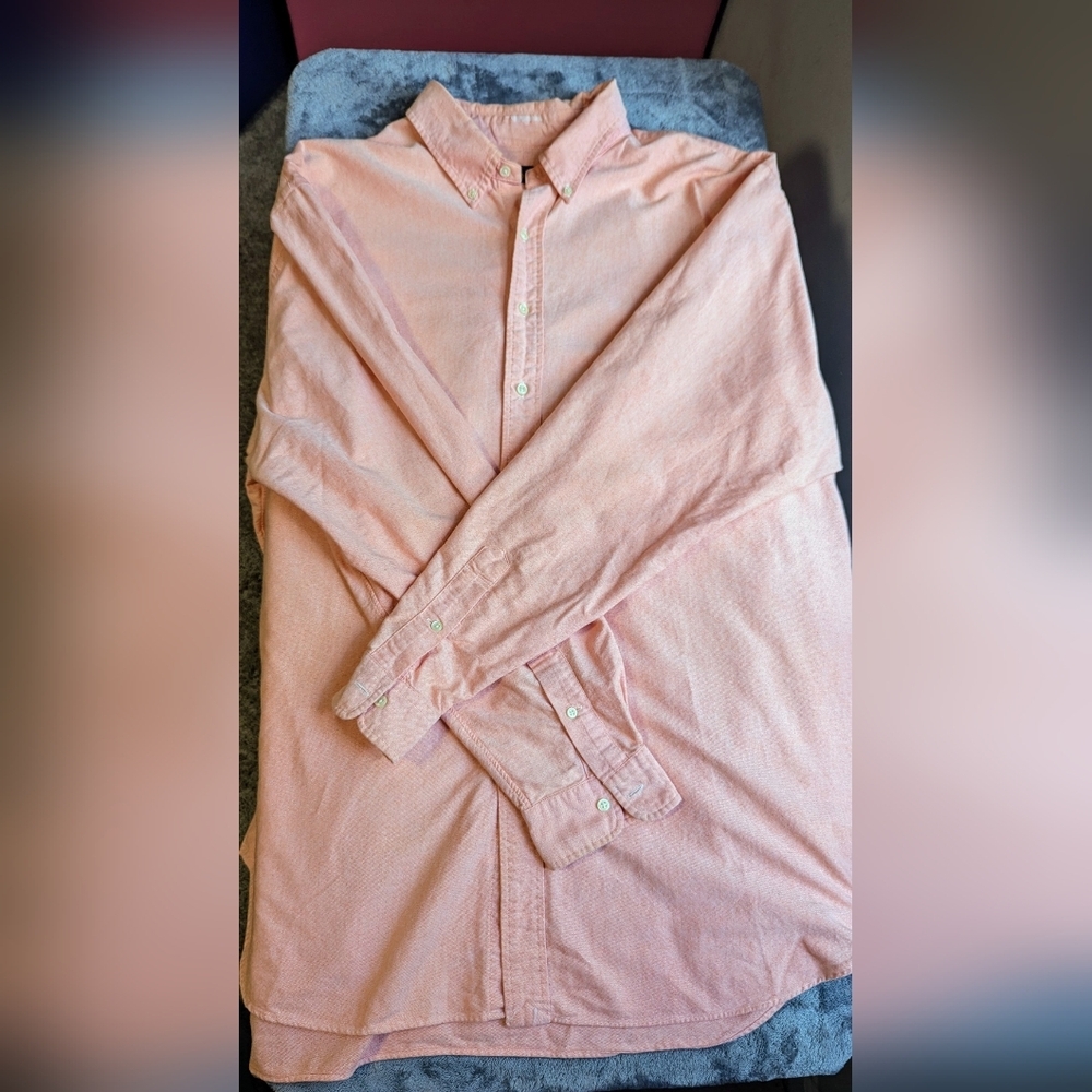 Ralph Lauren Button Shirt Mens 3XLT Pink Flesh Pony Long Sleeve Preppy Tall